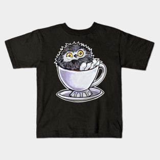 Snowy owl poof in a teacup Kids T-Shirt